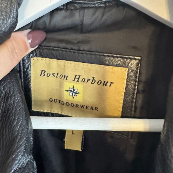 VINTAGE MEN'S BOSTON HARBOUR OUTDOORWEAR GENUINE LEATHER SZ LARGE - Picture 2 of 3